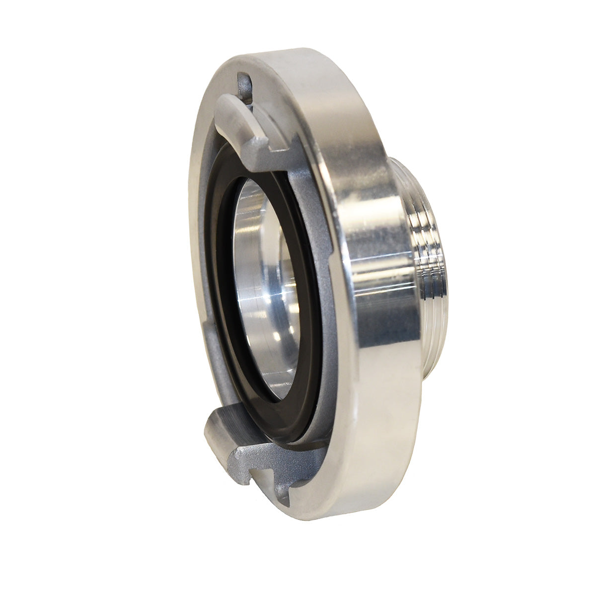 a 65mm nsw rfs storz firefighting fitting on a white background